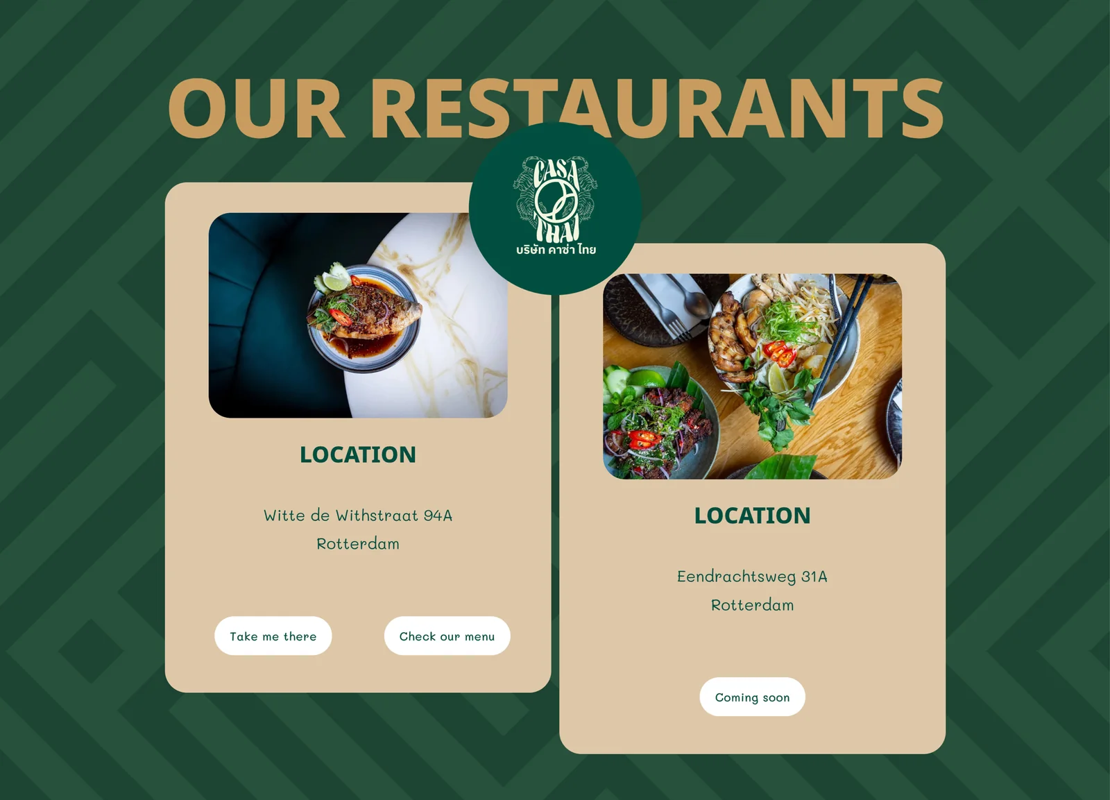 Casa Thai restaurant locations page