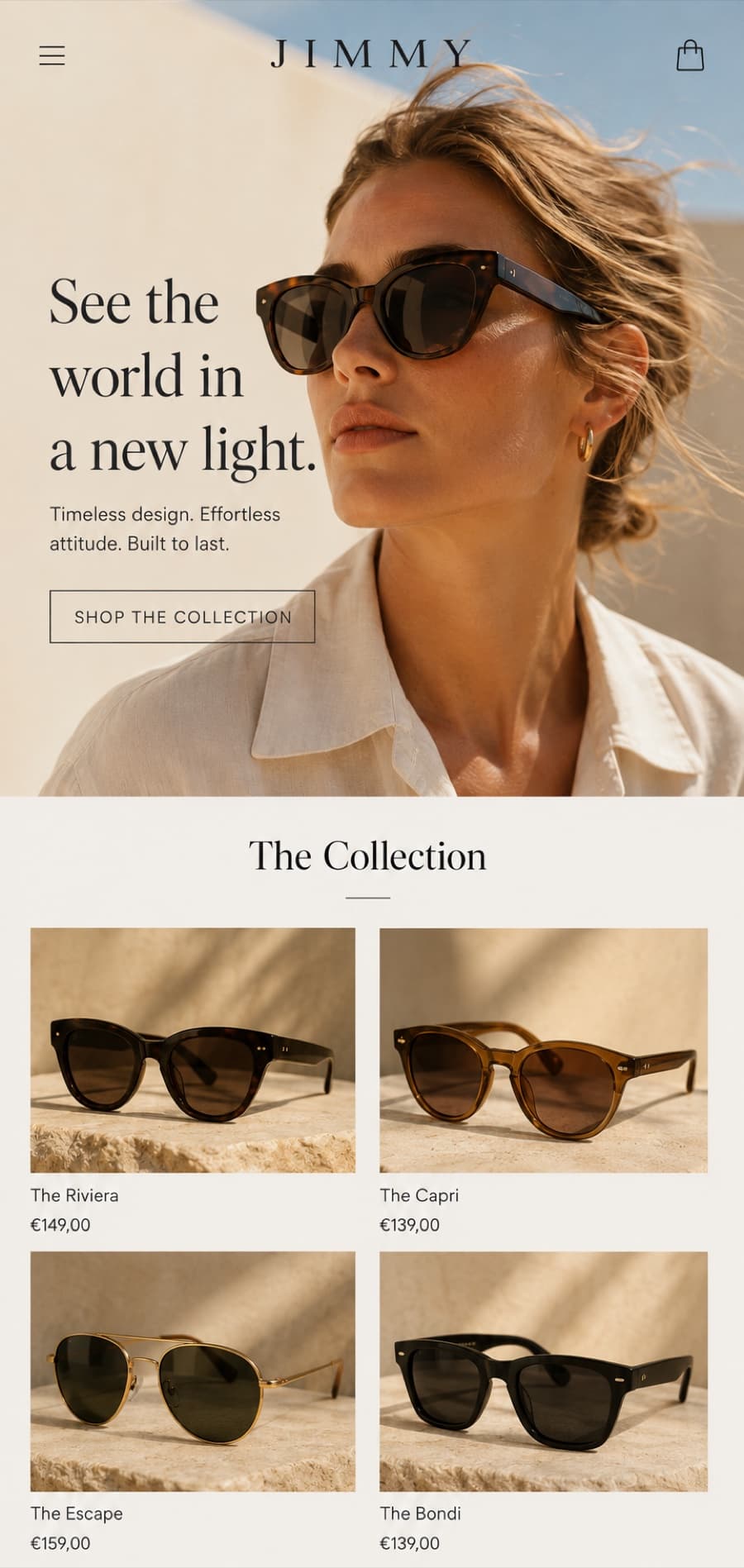 Eyewear store built on Shopify