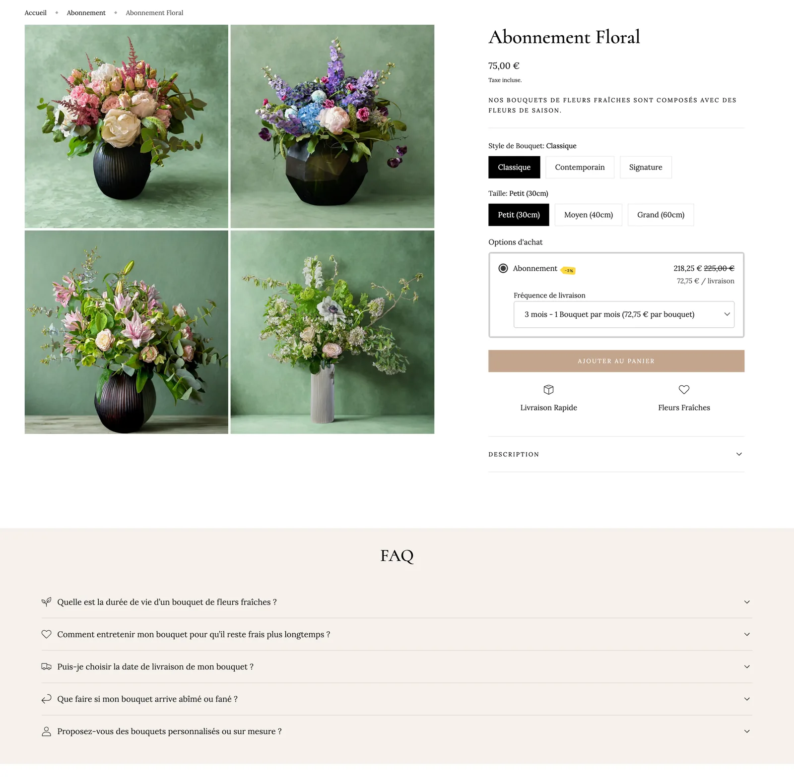 Iki de Veyrac flower subscription product page