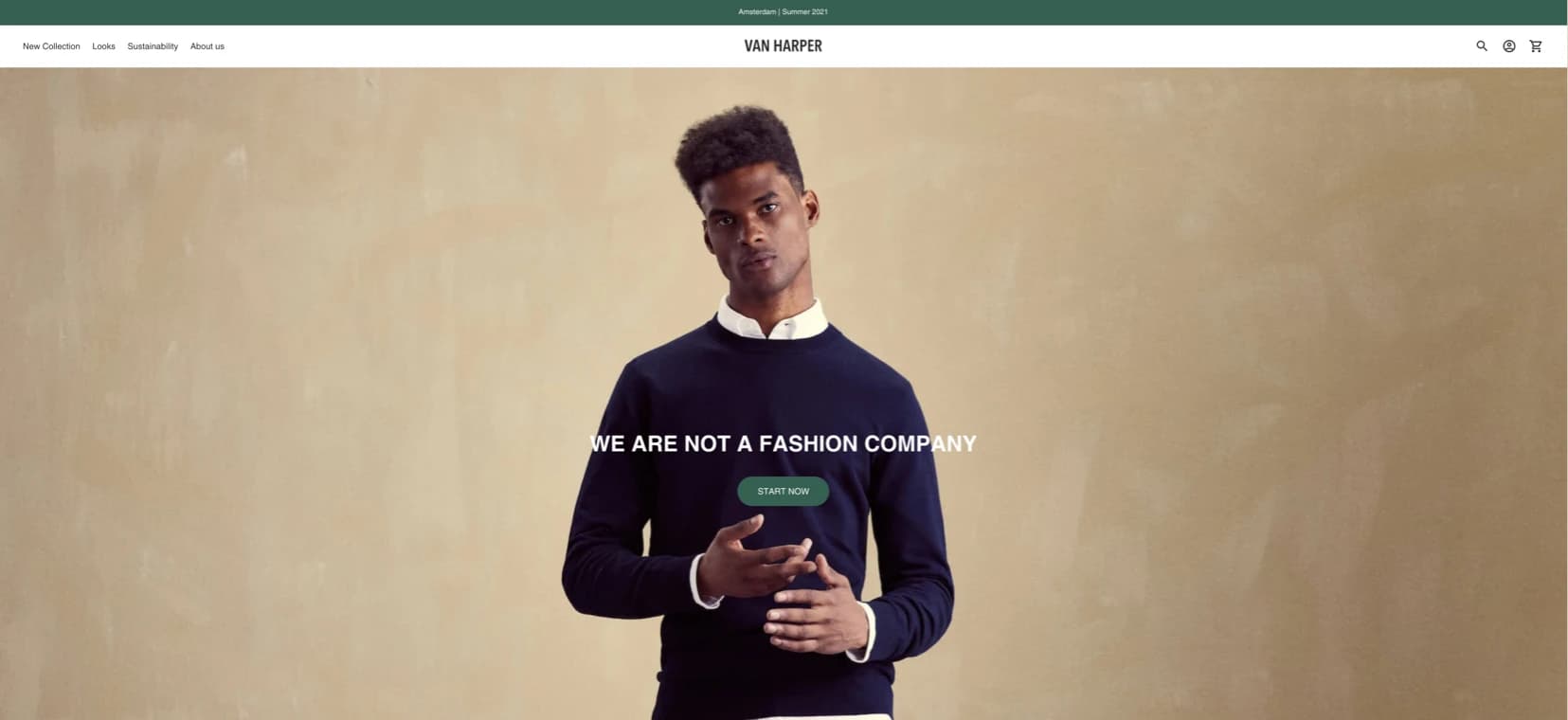 Van Harper Shopify homepage